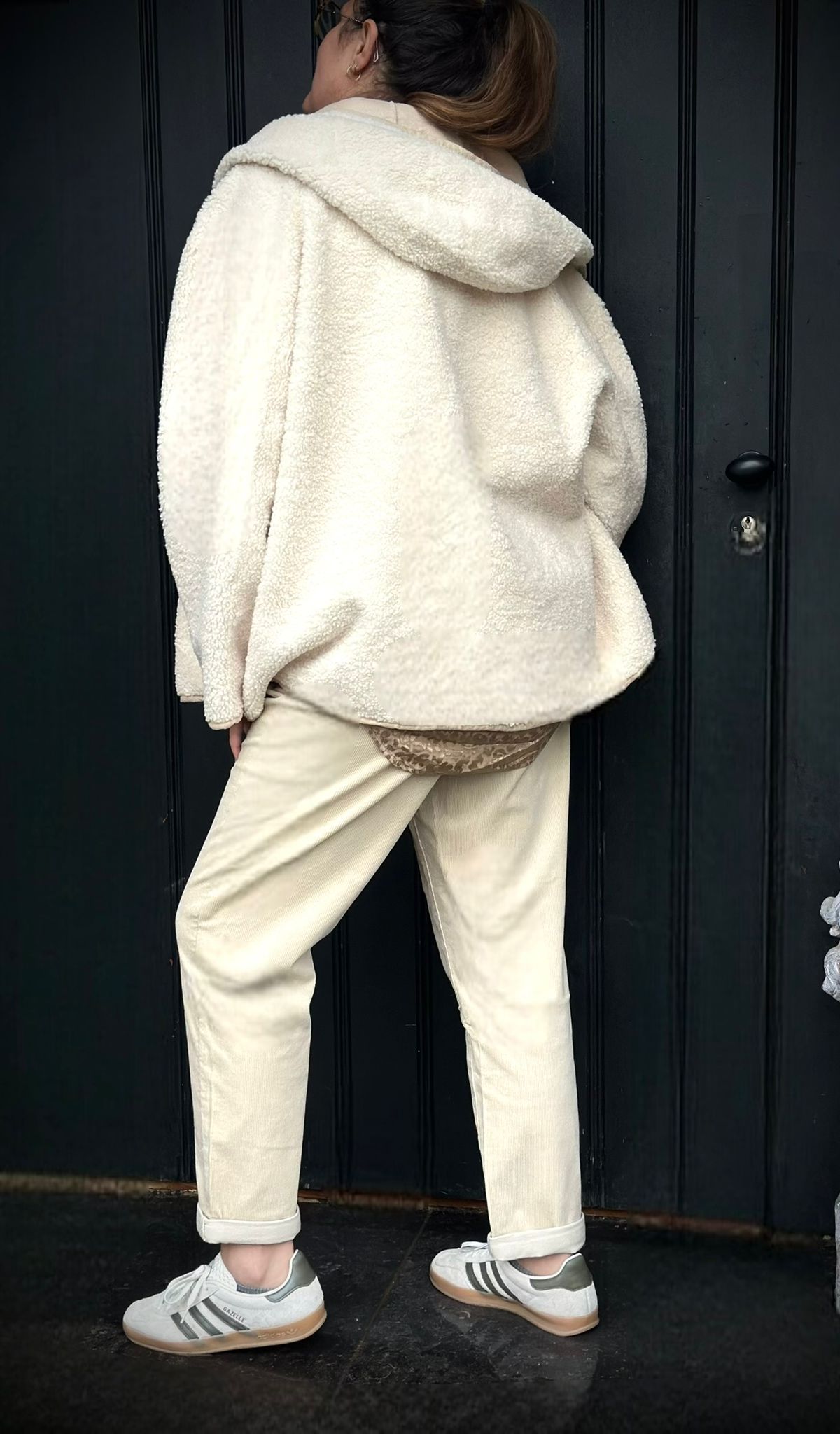 Manteau à capuche écru réversible