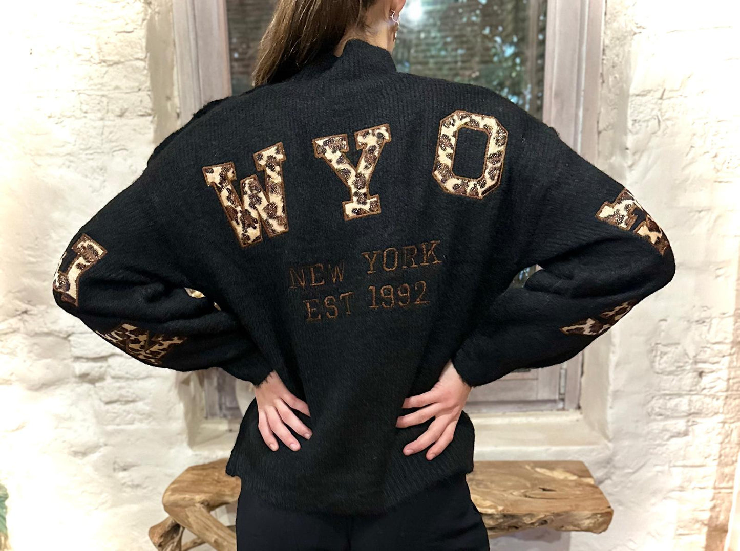Pull New York camel/écru ou Noir Leopard