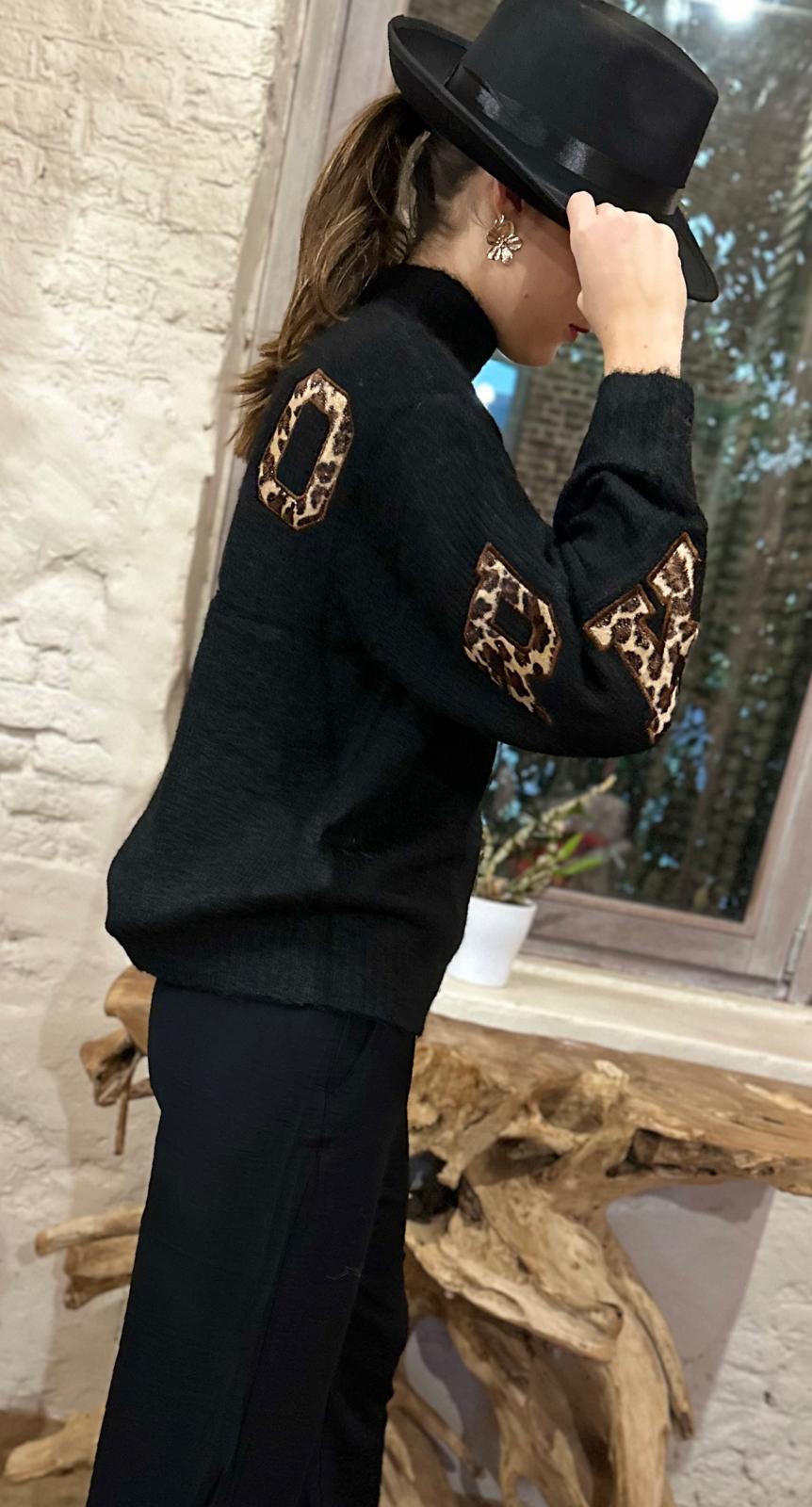 Pull New York camel/écru ou Noir Leopard