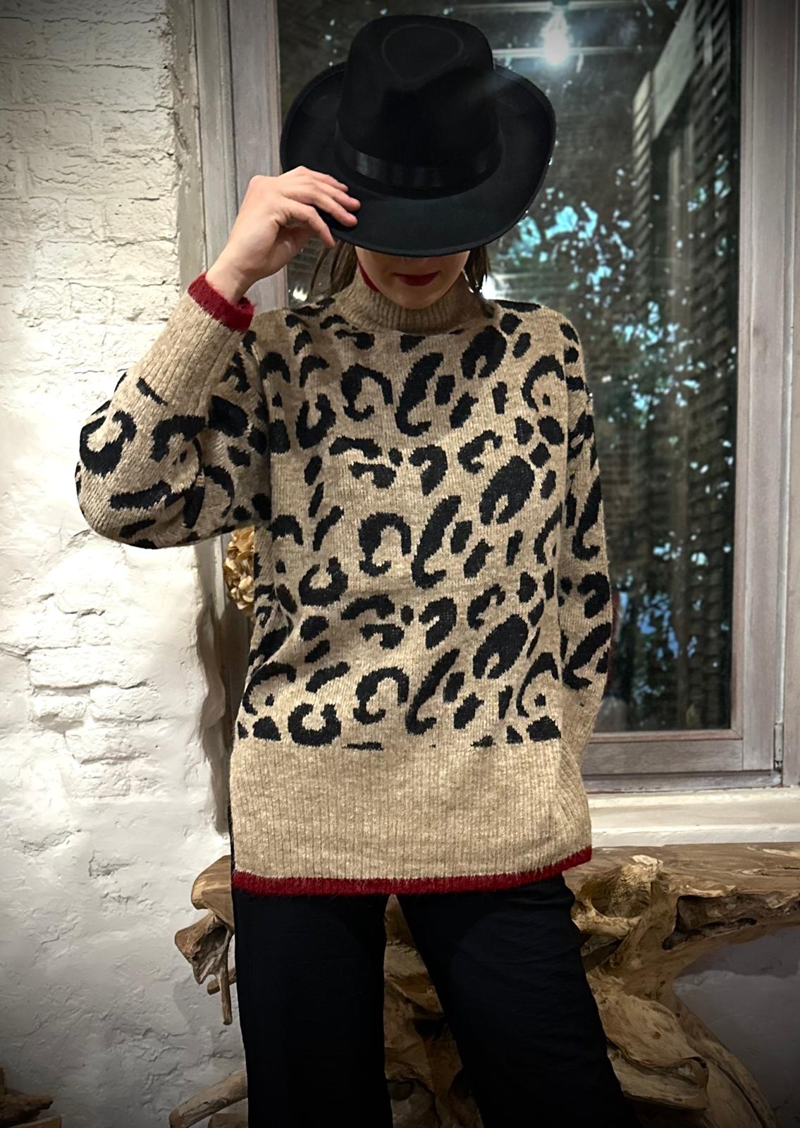 Pull Léopard Long