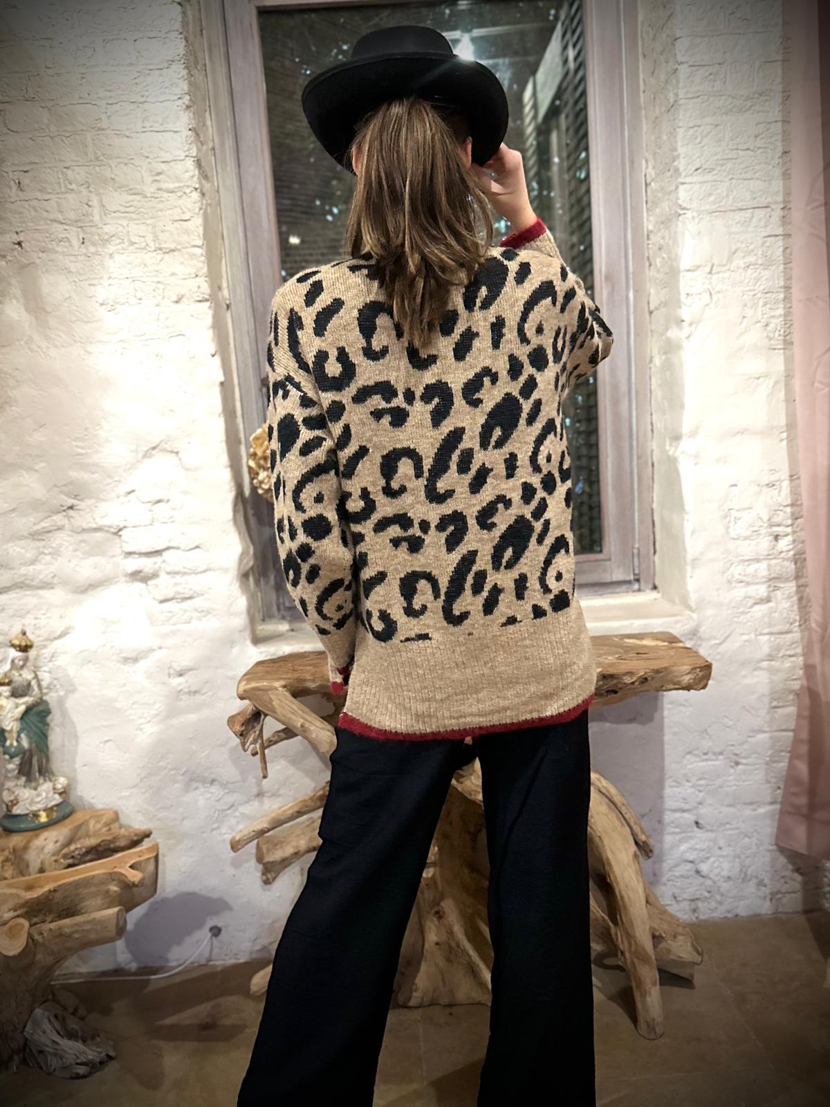 Pull Léopard Long